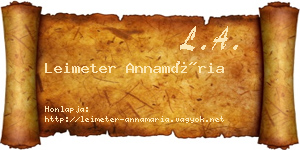 Leimeter Annamária névjegykártya